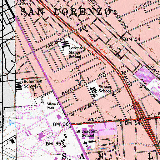 Topographic Map of Landmark Baptist School (historical), CA