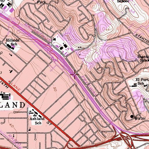 Topographic Map of Montessori School of San Leandro, CA