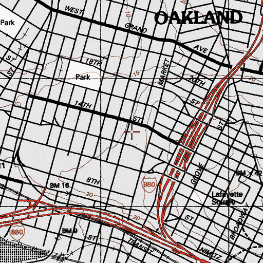 Topographic Map of West Oakland Middle School, CA