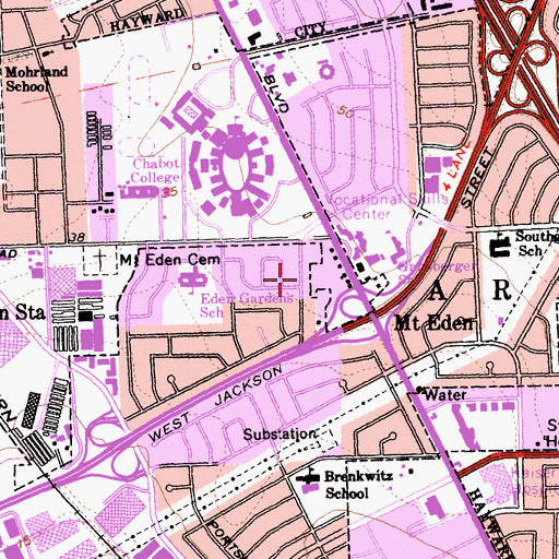 Topographic Map of Lea's Christian School, CA