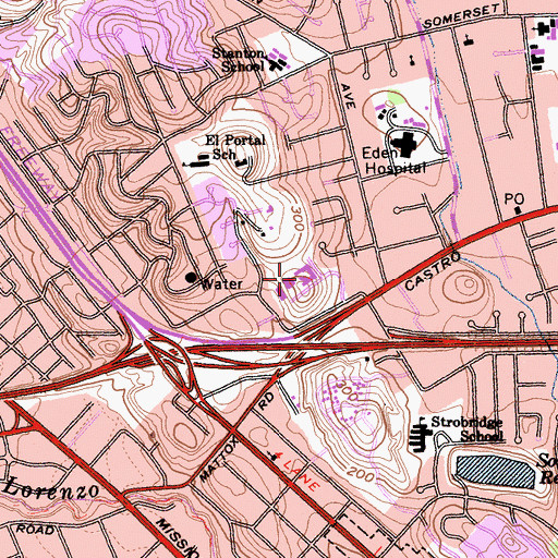 Topographic Map of Crossroads Christian Elementary School, CA