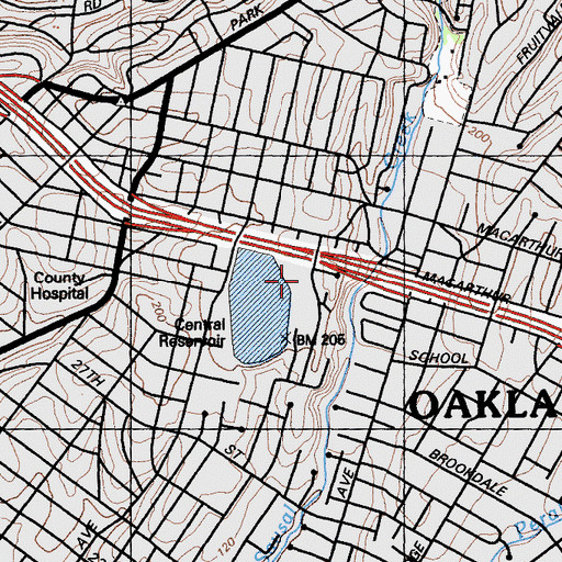 Topographic Map of Redwood Day School, CA