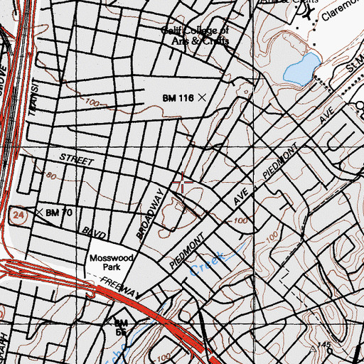 Topographic Map of Archway School, CA