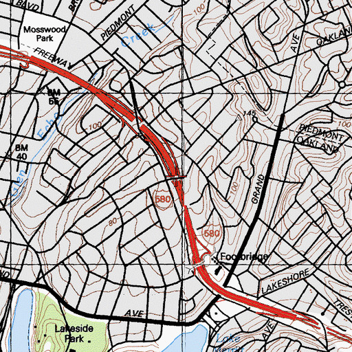 Topographic Map of Grand Lake Montessori School, CA