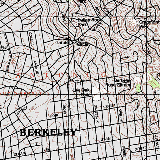 Topographic Map of Growing Light Montessori School (historical), CA