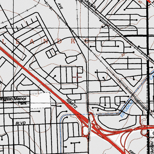 Topographic Map of Montessori School of San Leandro - Washington Avenue, CA