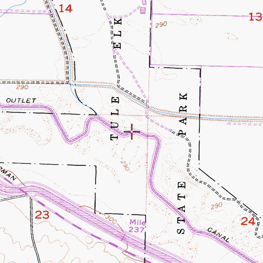 Topographic Map of Tule Elk State Natural Reserve, CA