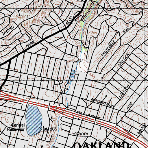 Topographic Map of The Renaissance School, CA