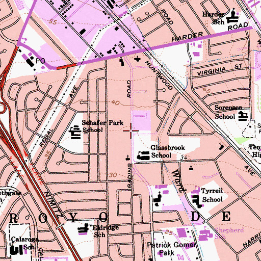 Topographic Map of Bayside Adventist Christian School, CA