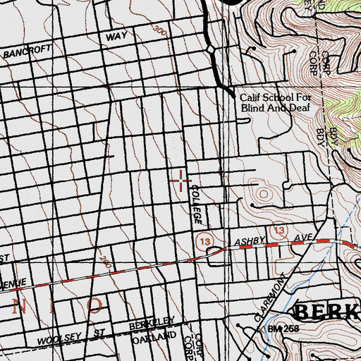 Topographic Map of East Bay School for Girls, CA