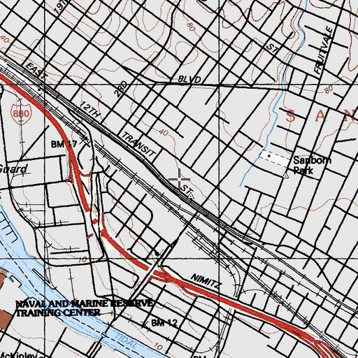 Topographic Map of Think College Now Elementary School, CA