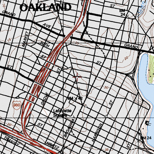 Topographic Map of Oakland School for The Arts, CA
