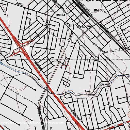 Topographic Map of Aspire Wilson Lionel College Preparatory Academy, CA