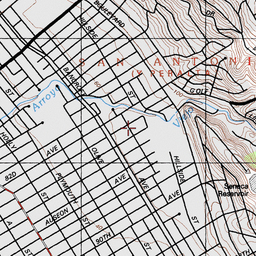 Topographic Map of Hillside Academy (historical), CA