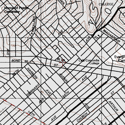 Topographic Map of East Oakland Leadership Academy, CA