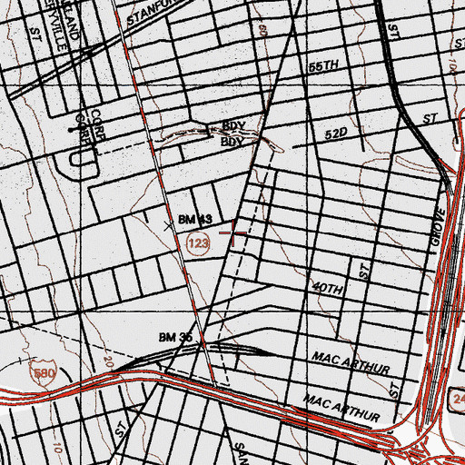 Topographic Map of North Oakland Community Charter School, CA