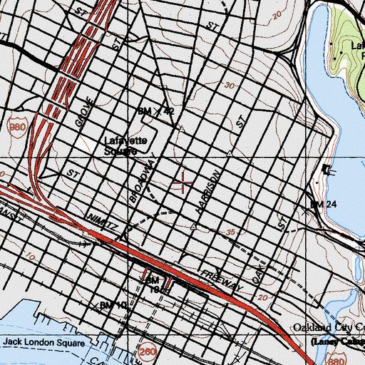 Topographic Map of Oakland Charter High School, CA