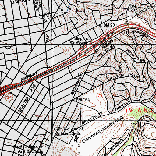 Topographic Map of The Elementary School of Arts and Sciences, CA