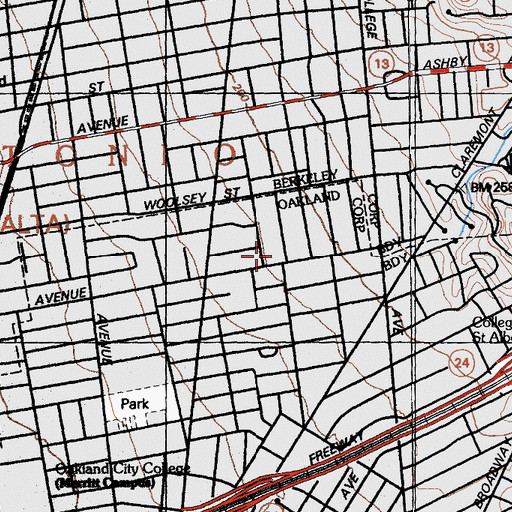 Topographic Map of Escuela Bilingue International School, CA