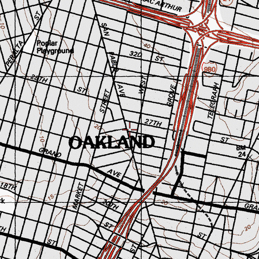 Topographic Map of Saint Andrew Baptist School, CA