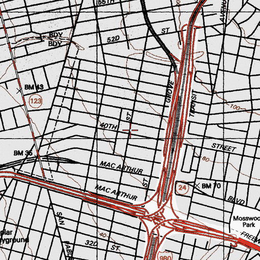 Topographic Map of Saint Martin de Porres Catholic School, CA