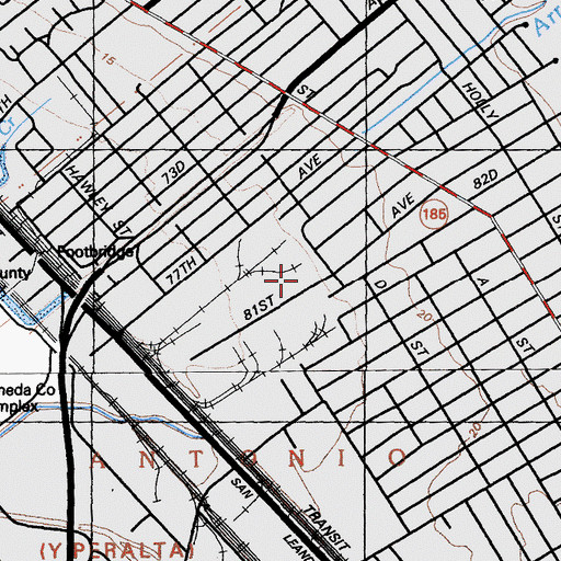 Topographic Map of Acorn Woodland Elementary School, CA