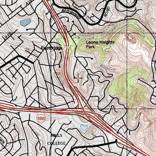 Topographic Map of Oakland Community Day High School, CA