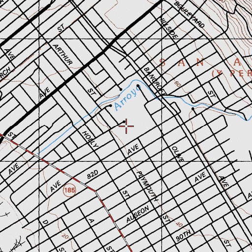 Topographic Map of East Oakland Pride Elementary School, CA