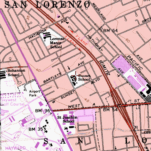 Topographic Map of The Sunshine School, CA