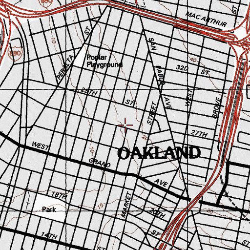 Topographic Map of Excel College Preparatory High School at McClymonds, CA