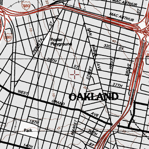 Topographic Map of Business Entrepreneurial School of Technology at McClymonds, CA