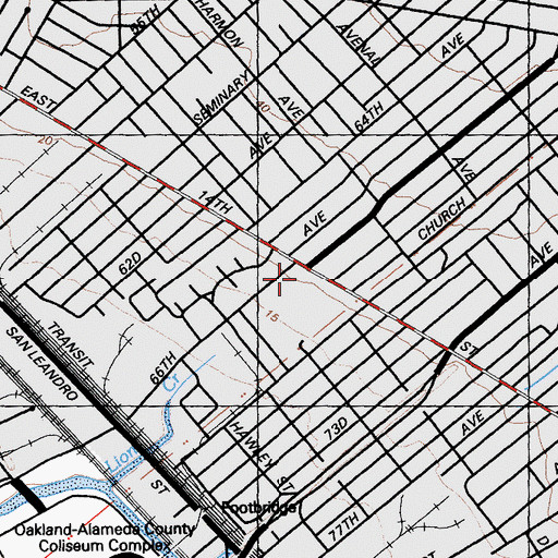 Topographic Map of Coliseum College Prep Academy, CA