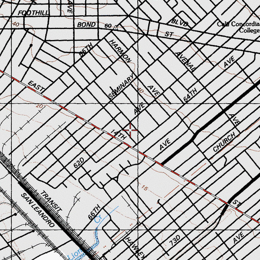 Topographic Map of Greenleaf Elementary School, CA