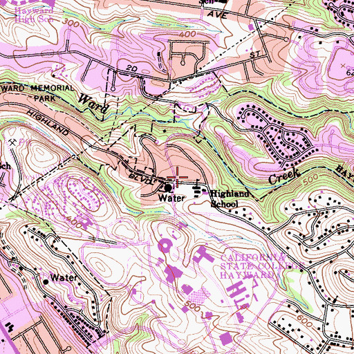 Topographic Map of Liber Academy of Hayward, CA