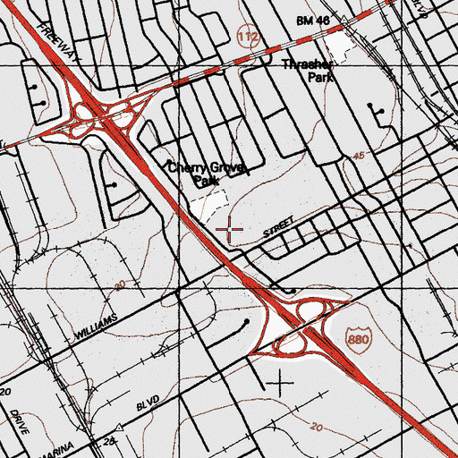 Topographic Map of San Leandro Adult School, CA