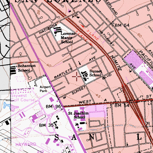 Topographic Map of East Bay Arts High School, CA