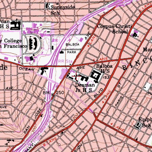 Topographic Map of Leadership High School, CA