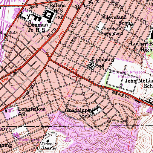 Topographic Map of Living Hope Christian School, CA