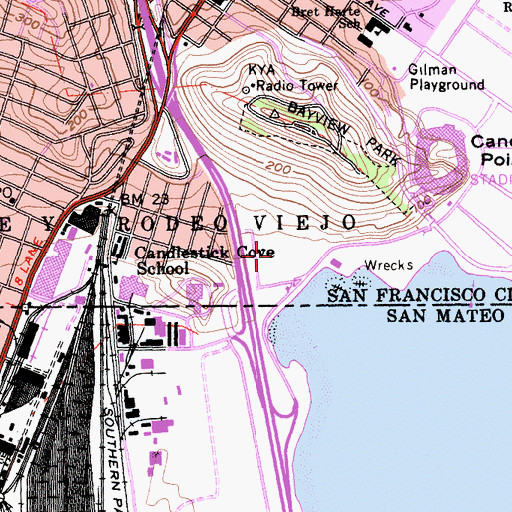Topographic Map of Sr Martin College Preparatory School, CA