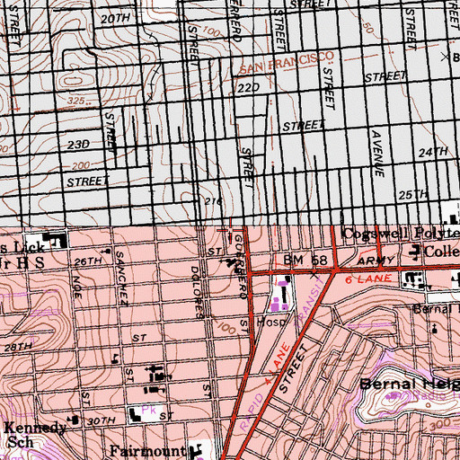 Topographic Map of Katherine Michiels School, CA