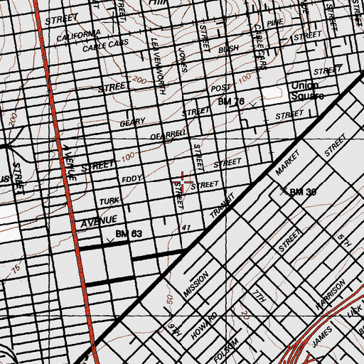 Topographic Map of San Francisco City Academy, CA
