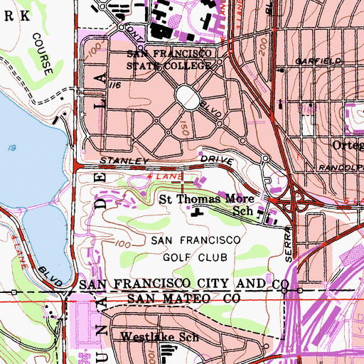 Topographic Map of Krouzian Zekarian Lower School, CA