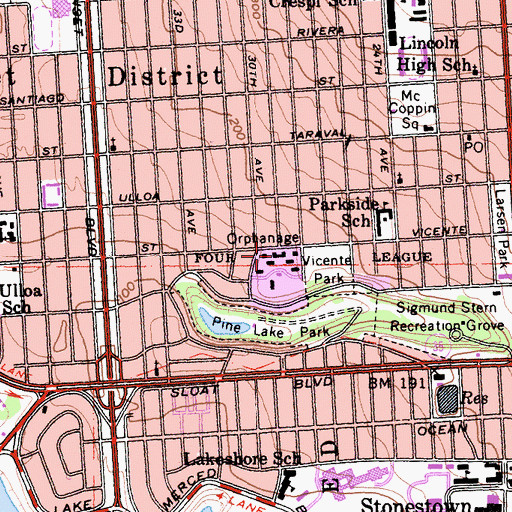 Topographic Map of Edgewood Children and Family Center, CA
