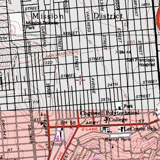 Topographic Map of Sand Paths Academy, CA