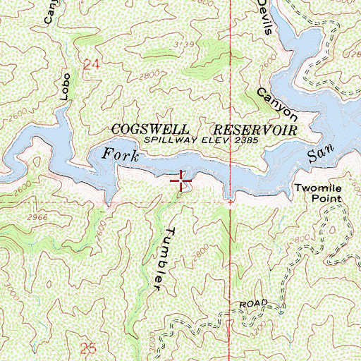 Topographic Map of Tumbler Canyon, CA
