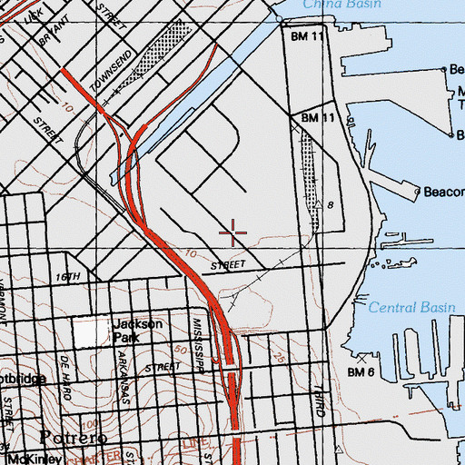 Topographic Map of University of California - San Francisco Mission Bay, CA