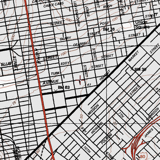 Topographic Map of De Marillac Academy, CA