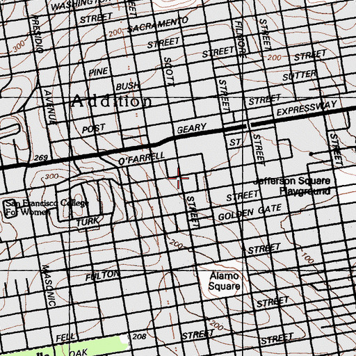 Topographic Map of Jewish Community High School of the Bay, CA