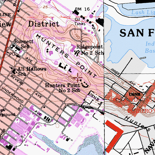 Topographic Map of Muhammad University of Islam School, CA