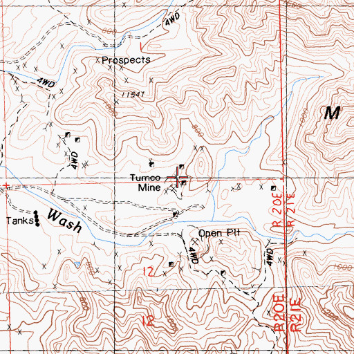 Topographic Map of Tumco Mine, CA